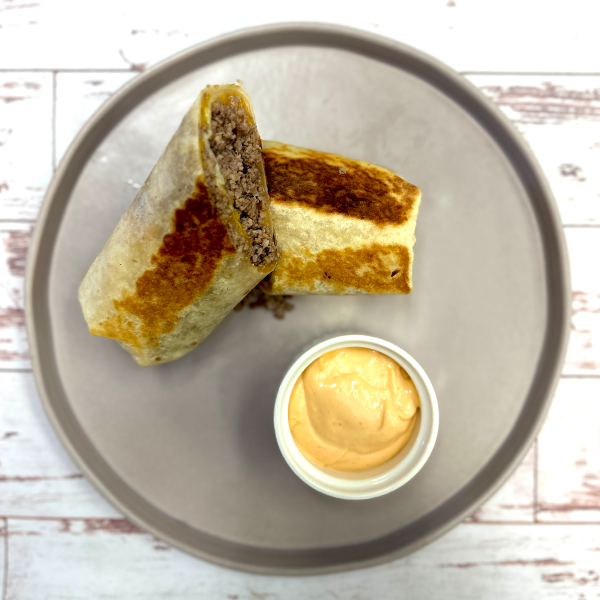 Toasted Beef & Cheese Wrap with Sriracha Mayo